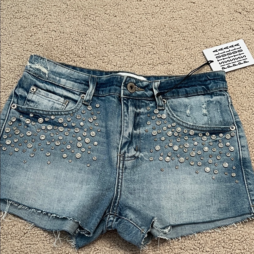 NEW Pistola High Rise Studded Jean Shorts